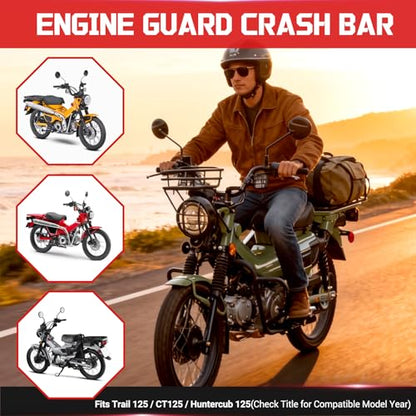 WOLFLINE Motorcycle Crash Bar for Trail 125 CT125 Hunter Cub 125 2020-2026 - size: Large
