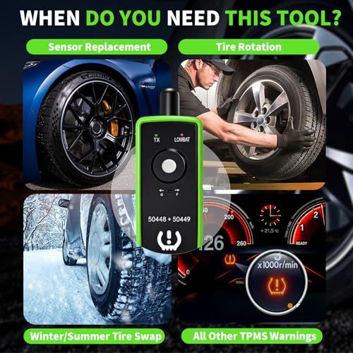 2IN1 TPMS Relearn Tool w/Battery for GM and Ford, FIRSTOOL EL50448+EL50449 TPMS Reset Tool with Model Switch Button Tire Sensor Programmer TPMS Sensor Tool,Tire Sensor Reset Tool for Lincoln GMC Buick - size: With Battery