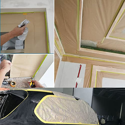 Amonk 18inx50Ft Kraft Pre-Taped Masking Paper for Wall & Car Painting, 2PCS