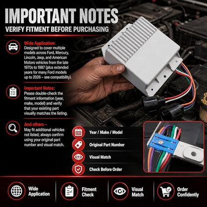 JA&MIU LX203 Ignition Control Module Compatible with 1976 - 1989 Ford Cars