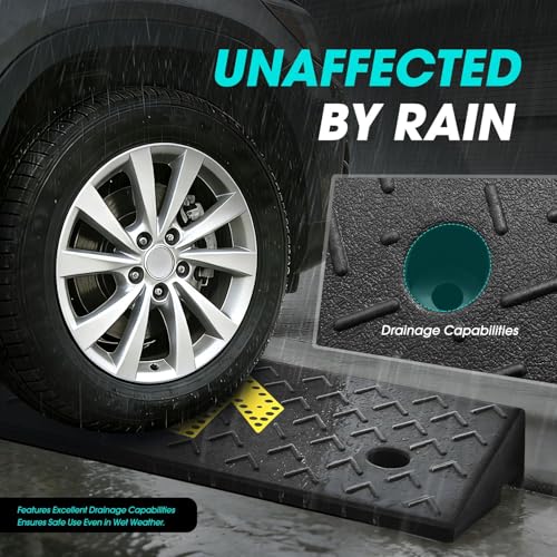 DNA Motoring 2pcs 2.2" Rise Rubber Arrow Curb Ramp Heavy Duty Loading Driveway Ramps Threshold Ramp 37.2" W x 9.1" D x 2.2" H for Loading Dock, Warehouse, Motorcycles, Cars, TOOLS-00648 - style: 2.2 in 2pcs w/Arrow
