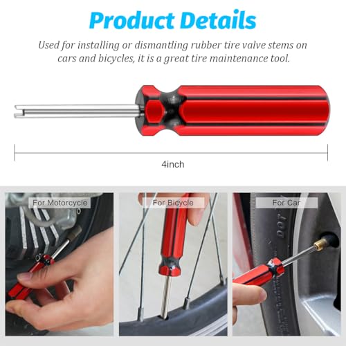 5PCS Car Tire Valve Stem Removal Tool, Vehicle Single Head Valve Core Remover, Automotive Tire Core Repair Installation Tool Accessories, Universal for Motorcycle Truck Bike