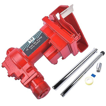 15GPM 12 Volt Fuel Transfer Pump DC Transfer Pump Cast Iron Heavy Duty Transfer Pump for Gasoline Diesel Kerosene Ethanol Methanol Blends Biodiesel Vahaha - color: 15GPM Red