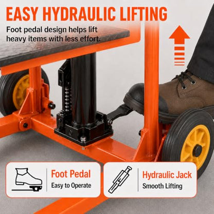 AECOJOY Hydraulic Material Lift Winch Stacker 500lbs Weight Capacity