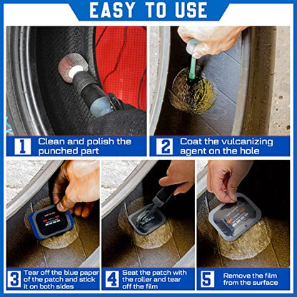 Tallew 60 Pcs Tire Patch Kit Heavy Duty Rubber, 2.56 x 3.15 Inch - size: 2.56 x 3.15 Inch