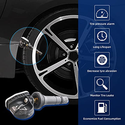 433MHz 4Pcs Tire Pressure Monitoring System Sensor (TPMS) Snap-in Replacement for 13598773 13589601 13540602 13589256 - color: TPMS-13598773