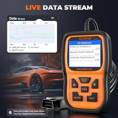 AUTOPHIX OM126P OBD2 Scanner, Check Engine Light Code Reader for OBD2 Cars - color: Orange