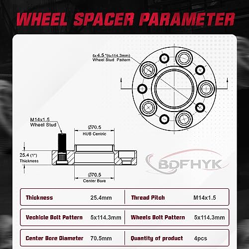 BDFHYK 5x114.3mm Wheel Spacers 1 Inch Hubcentric for 1995-2021 Mustang - size: 1 inch 5x4.5", style: Frod Mustang