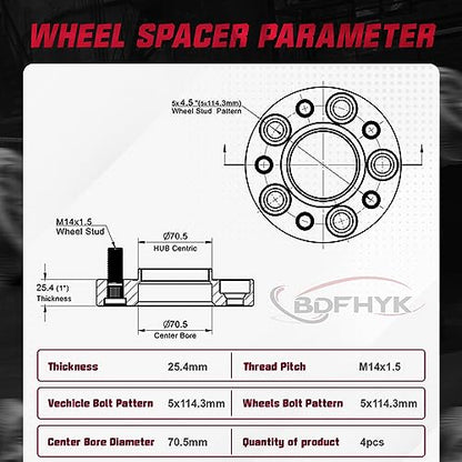 BDFHYK 5x114.3mm Wheel Spacers 1 Inch Hubcentric for 1995-2021 Mustang - size: 1 inch 5x4.5", style: Frod Mustang