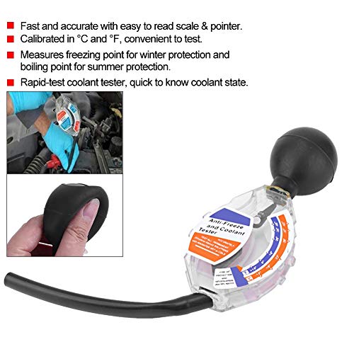 Coolant Tester, Car Coolant Tester, Automotive Antifreeze Tester, Dial Type Automotive Rapid Anti Freeze Tester Densitometer for Freezing Boiling Point Measurement