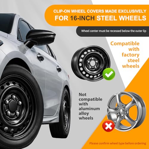 Wheel Hub Caps, Universal Fit for Steel Wheels, Set of 4, Sliver or Black (Sliver 8-Spoke, 16 Inch) - color: Sliver 8-Spoke