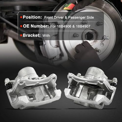 cciyu Front Left & Right Disc Brake Calipers w/Bracket 18B4906 18B4907 - size: Front[18B4906+18B4907]