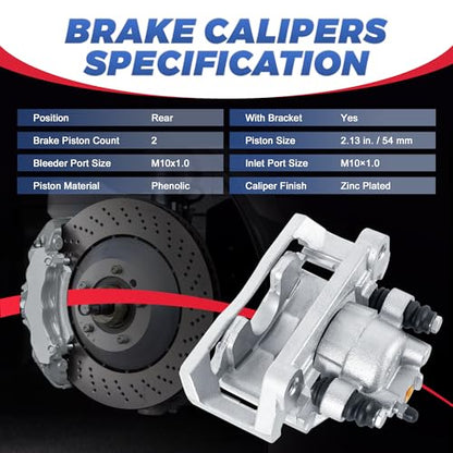 18B4836 18B4837 Rear Disc Brake Calipers Compatible with 2002-2010 Ram 1500 - size: Rear 18B4836+18B4837