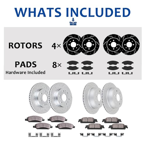 Acinoparts Front and Rear Brake Kit Replacement for Toyota Avalon - size: HMBK20301