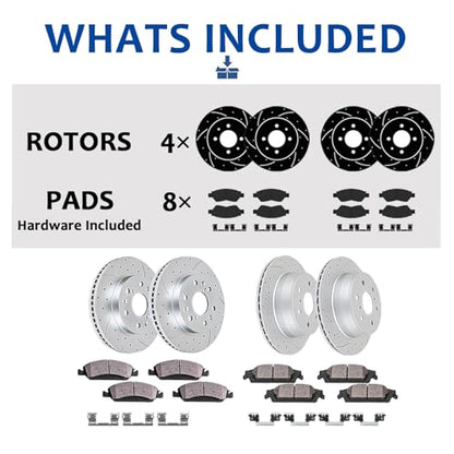 Acinoparts Front and Rear Brake Kit Replacement for Toyota Avalon - size: HMBK20301