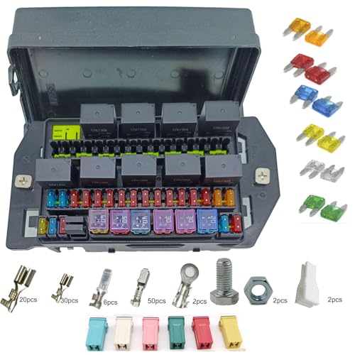 12V24VRelay Fuse Block with 10Pack 5Pin 30A Relays Slots 40 ATC/ATO Fuse Universal Circuit Control Relay System Box Controller Manual Dimmable 12V24V On/Off Switch Panel for Car SUV Truck