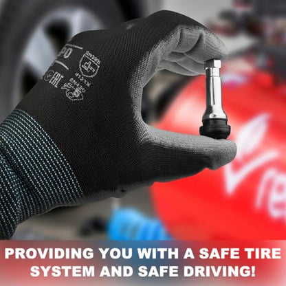 KVAEY 5 PCS TR413AC Tire Valve Stems, Chrome Rubber Tubeless Valve Stems Suit for 0.453 inch Rim Holes, Snap-in Tyre Metal Stems for Standard Vehicle Tires, Car Accessories (Black) - color: Black
