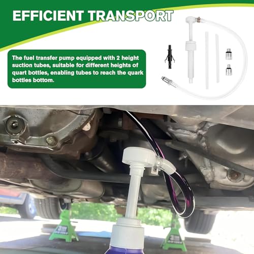 Transmission Fluid Pump Kit, Lower Unit Gear Oil Pump Kit, Fluid Transfer Push-pump with 3/8 inch Swivel, 8cc Per Pumps Stroke, 8mm 10mm Adapters for Oil Change (White)