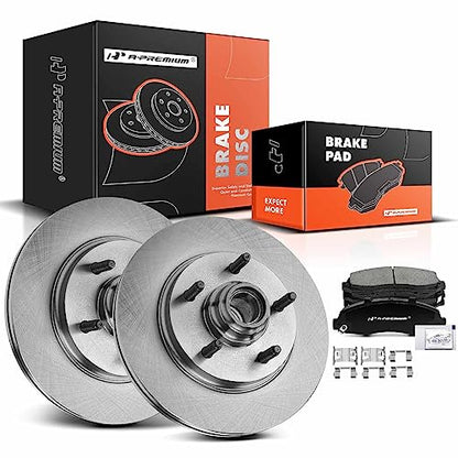 A-Premium 12.13 In (308mm) Front Vented Brake Rotors and Ceramic Pads Kit - style: 2000-2003 5-Lug RWD