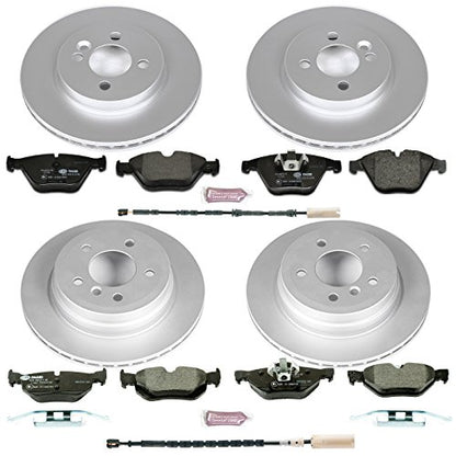 PowerStop Euro-Stop Fully Coated Front and Rear Brake Kit For BMW 328i xDrive 2011-13 - ECE-R90 Certified Brake Pads + Disc Rotor Upgrade, ESK6074