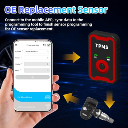 TPMS Sensors 1-Pack, Programmable Tire Pressure Monitoring System Sensors, 315MHz & 433MHz Dual Frequency, Covers 98% of Vehicles, Compatible Only with Caiwongtech Programming Tool (1pc)