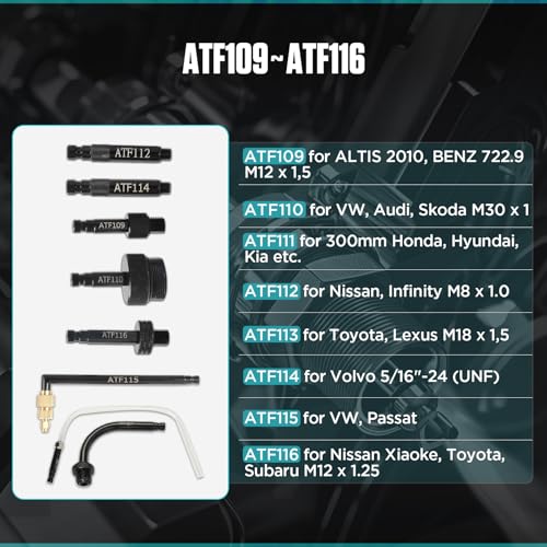 PLAYOCCAR 10L ATF Transmission Fluid Pump with 27PCS Adapters