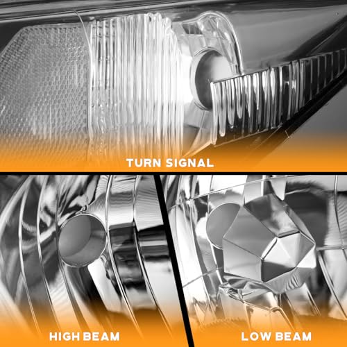 WEELMOTO Halogen Headlights Assembly for 2012-2015 Honda Civic 4Dr Sedan - color: Clear Lens l Black Housing l Clear Reflector