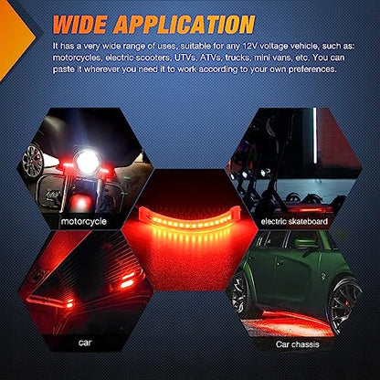 Nilight 2PCS 5Inch LED Motorcycle Turn Signal Running Brake Stop Tail Light Strips Red Beam Flexible Bend Adhesive Universal Fit Harley Motorcycles Dirt Bikes Snowmobile ATV - color: Amber
