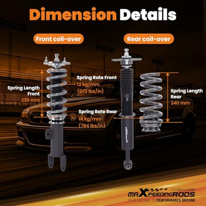 maXpeedingrods Coilover for Dodge Charger RWD 2011-2022, for Chrysler 300 RWD 2011-2023, 24 Levels Damper Adjustable Coilovers Suspension Kit, Height Adjustable Lowering Kit, T7 Upgrade Racing Struts