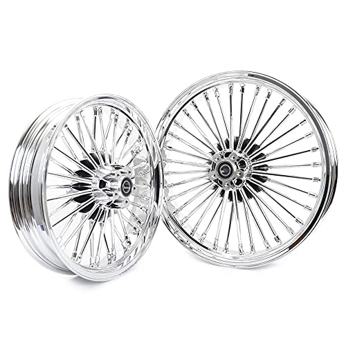 TOFR 21x3.5 18x3.5 Chrome Fat Spoke Wheels For Harley Touring Baggers 84-08 - color: Chrome, size: Front:21x3.5 Rear:18x3.5
