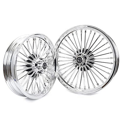 TOFR 21x3.5 18x3.5 Chrome Fat Spoke Wheels For Harley Touring Baggers 84-08 - color: Chrome, size: Front:21x3.5 Rear:18x3.5