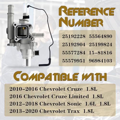 Aluminium Coolant Thermostat Housing Assembly Kit with Throttle Body Inlet Heater Pipe, Compatible with Compatible with Chevy Cruze,Limited,Trax,Sonic,1.8L 1.6L, Replaces 25199824,25192228 25192904