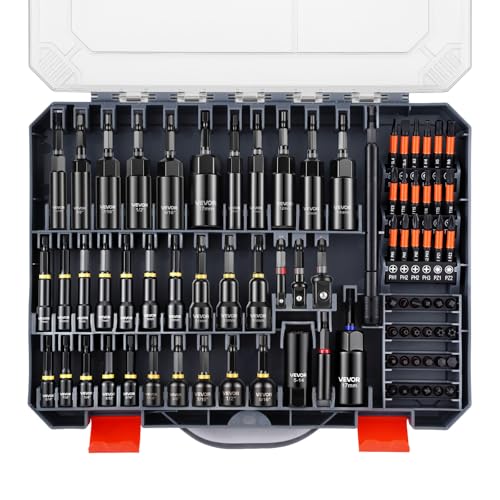 VEVOR 80-Piece Premium Magnetic Impact Nut Driver Set, Metric & SAE Sizes - size: 80 pcs