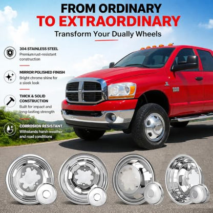 4X 17 Dually Wheel Simulators Fit for 2003-2018 Ram 3500/03-09 Ram 2500 - size: 17"#4