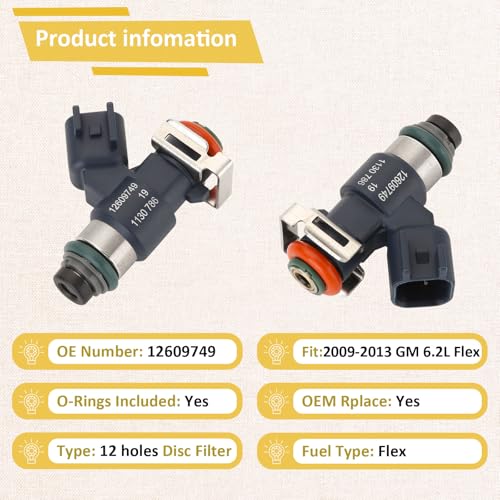 Compatible with/GM 2009-2013 Yukon Escalade Silverado 6.2 Fuel Injectors