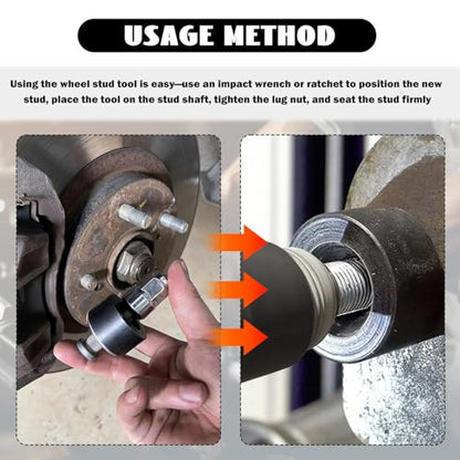 2PCS Wheel Stud Installer Tool OEM#22800,Heavy Duty Wheel Stud Removal Tool Kit Includes 3/4" Wheels Lug Nuts M12×1.25/M12×1.5/M14×1.5,Lug Studs Installer Tools Car Accessories
