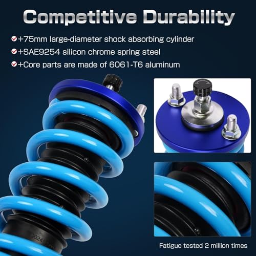 24 Levels Adjustable Coilovers Compatible with Honda Civic 1988-2000 CRX 1992-1995 Delsol 1993-1997 Integra 1990-2001 High Poundage Coil Spring Absorber Struts Suspension Lowering Kit Blue - color: Blue