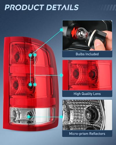 Nilight Taillight Assembly Compatible with 2007-2013 GMC Sierra 1500 - color: Passenger Side
