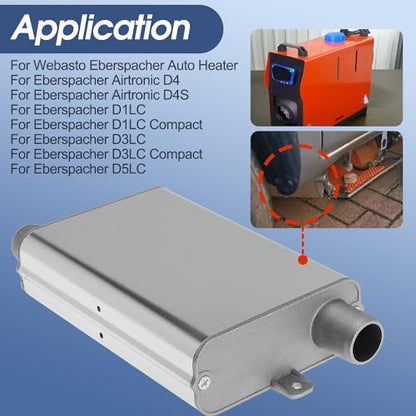 24mm Exhaust Muffler Pipe Upgraded for Chinese for Eberspacher Diesel Heaters Air Compressor with 2 clamps and screws, Silver - color: Silver