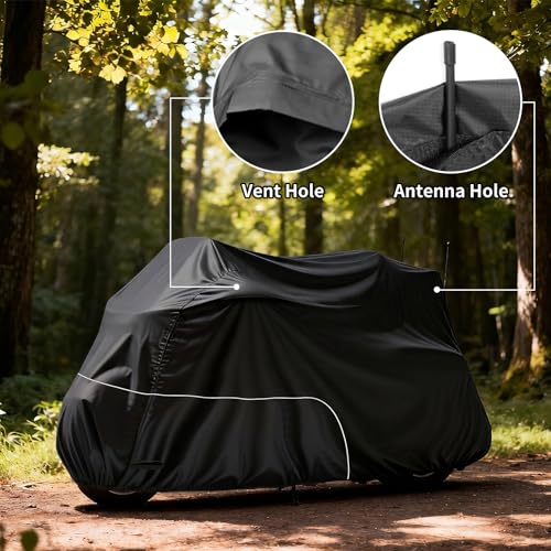 Motorcycle Cover Heavy Duty 300D Waterproof for Touring Ultra - color: Black