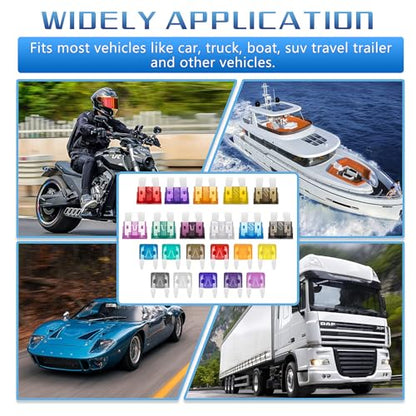 1200PCS Car Fuses Assortment Kit, 520PCS Standard Fuse Kit + 680PCS Mini Fuses + 2 Pullers for Auto/RV/Truck/Motorcycle (2A 3A 5A 7.5A 10A 15A 20A 25A 30A 35A 40A) (1200PCS)