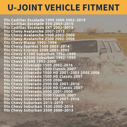 U Joint Front Drive Shaft Universal Joints Kit Replacement for Chevy