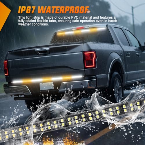 Nilight 60 Inch 360 LED Tailgate Strobe Light Strip Amber White - color: 60" Tailgte Strobe Amber White