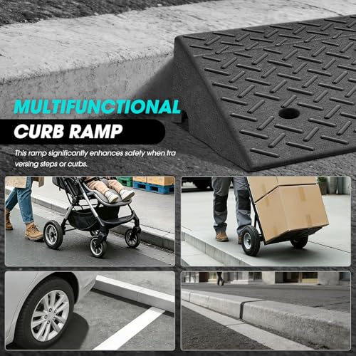 DNA Motoring 6.3" Rise Rubber Curb Ramp Heavy Duty Loading Driveway Ramp Threshold Ramp 39" W x 19.5" D x 6.3" H for Loading Dock, Warehouse, Motorcycles, Cars, TOOLS-00652 - style: 6.3 in