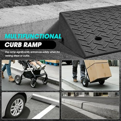 DNA Motoring 6.3" Rise Rubber Curb Ramp Heavy Duty Loading Driveway Ramp Threshold Ramp 39" W x 19.5" D x 6.3" H for Loading Dock, Warehouse, Motorcycles, Cars, TOOLS-00652 - style: 6.3 in