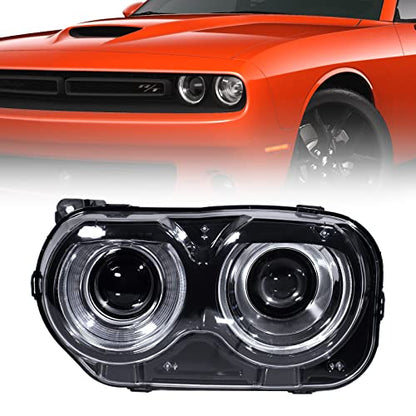 Halogen Headlight Compatible with Dodge Challenger 2015-2021 LH - color: Left Driver Side