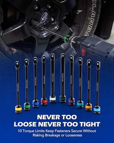OMT Torque Sticks 10pcs 1/2" Drive Torque Limiting Extension Bar Set - size: 10 PCS