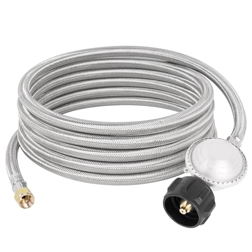 SHINESTAR 15 FT Stainless Steel Braided Propane Regulator with Hose - size: 15 Feet