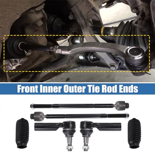 X AUTOHAUX 6pcs Front Inner Outer Tie Rod Ends Kit Suspension Steering Tie Rod End for Dodge for Ram 1500 2006-2010 for Ram 1500 2011-2012 Drag Link No.ES80574/EV800098