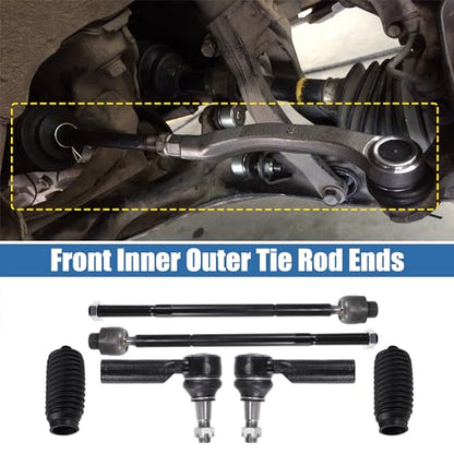 X AUTOHAUX 6pcs Front Inner Outer Tie Rod Ends Kit Suspension Steering Tie Rod End for Dodge for Ram 1500 2006-2010 for Ram 1500 2011-2012 Drag Link No.ES80574/EV800098